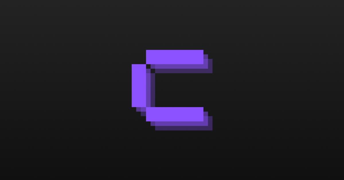 The pixelated “C” Coolify logo on a solid background